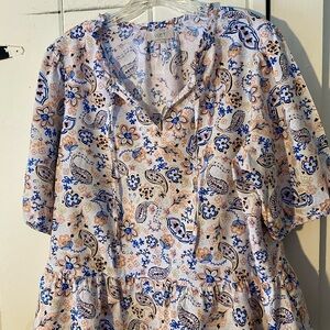LOFT Floral Women's Top - Blue and Pink